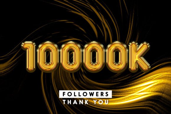 10000k Followers Gold 3D Text Effect: A Professional Tool for Social Media and Creative Designers