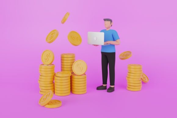 3D Earning Money from the Internet: Visualizing Financial Growth in the Digital Age