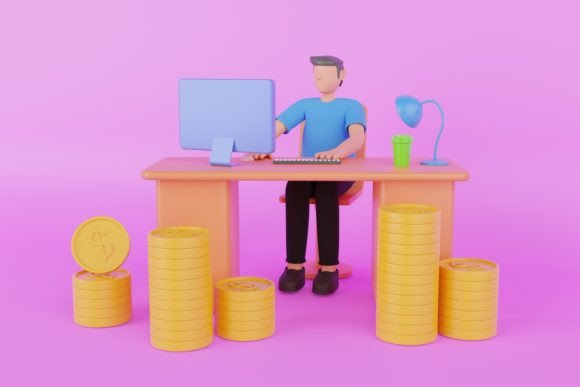 3D Illustration of Earning Money from the Internet