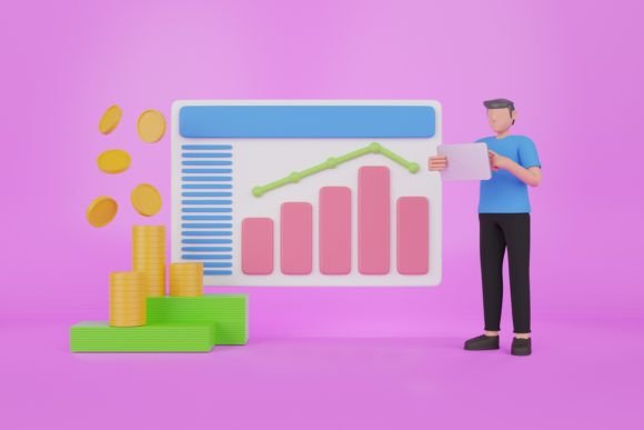 3D Illustration of Money Saving Data