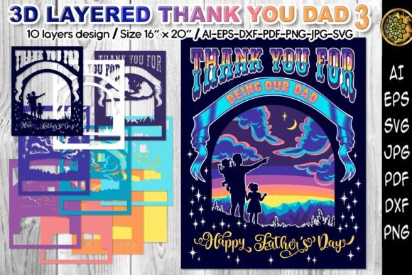 3D Layered Father's Day Papercut SVG - 3