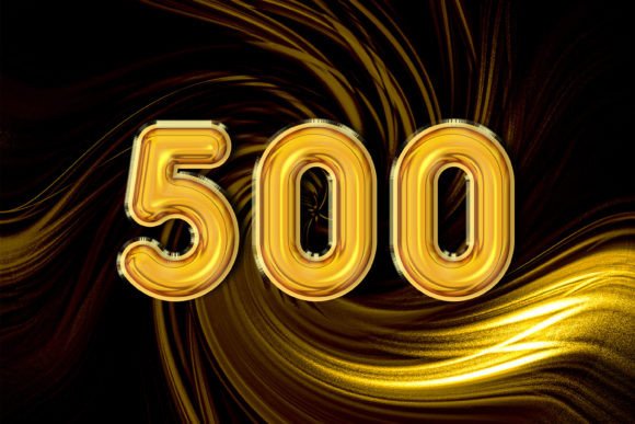 3D Rendering of Alphabet Gold Number 500 for Stunning Visuals