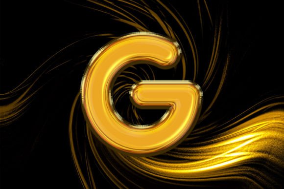 3D Rendering of Gold Alphabet G Letter