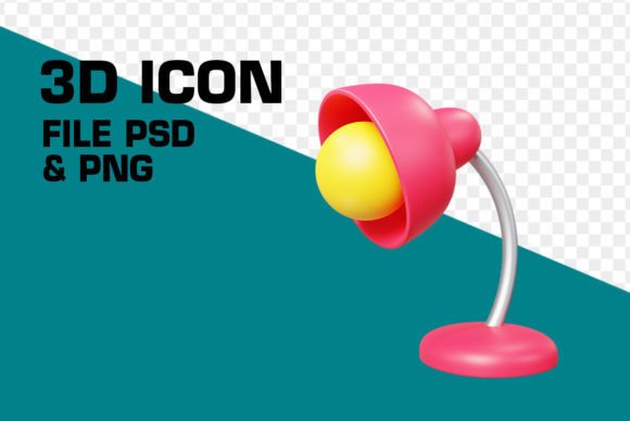 3D Study Lamp Cartoon Illustration: A Versatile Design Asset