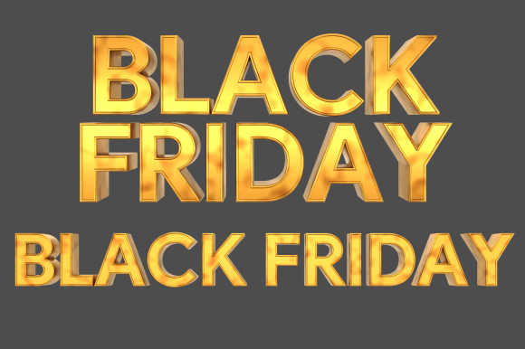 Black Friday Text Gold Color PNG File for Design Projects