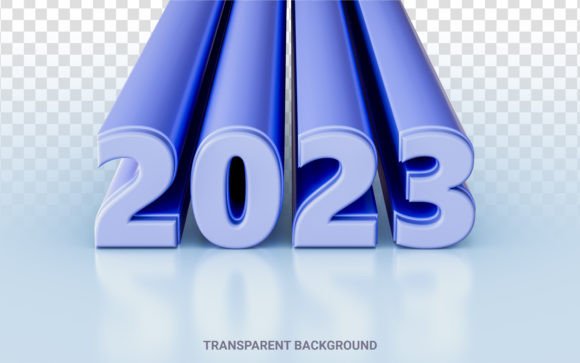 Blue and Glass 3D Effects for Happy New Year 2023 Designs