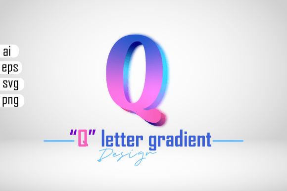 Colorful 3D Gradient Effect Letter “Q” for Designers and Print-on-Demand Businesses