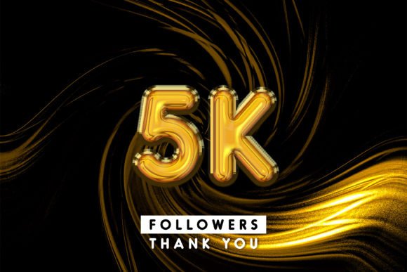 Thank You 5k Followers 3D Text Effect for Creative Designs